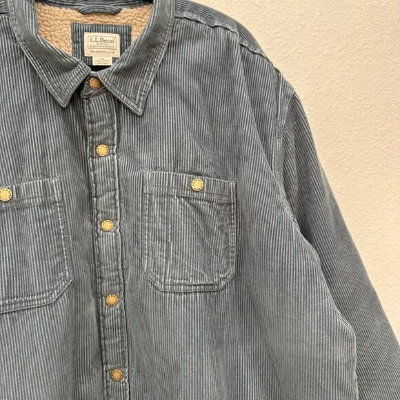 LL Bean 1912 Heritage Sherpa Lined Corduroy Snap Shirt Jac 511554 Mens size XXXL